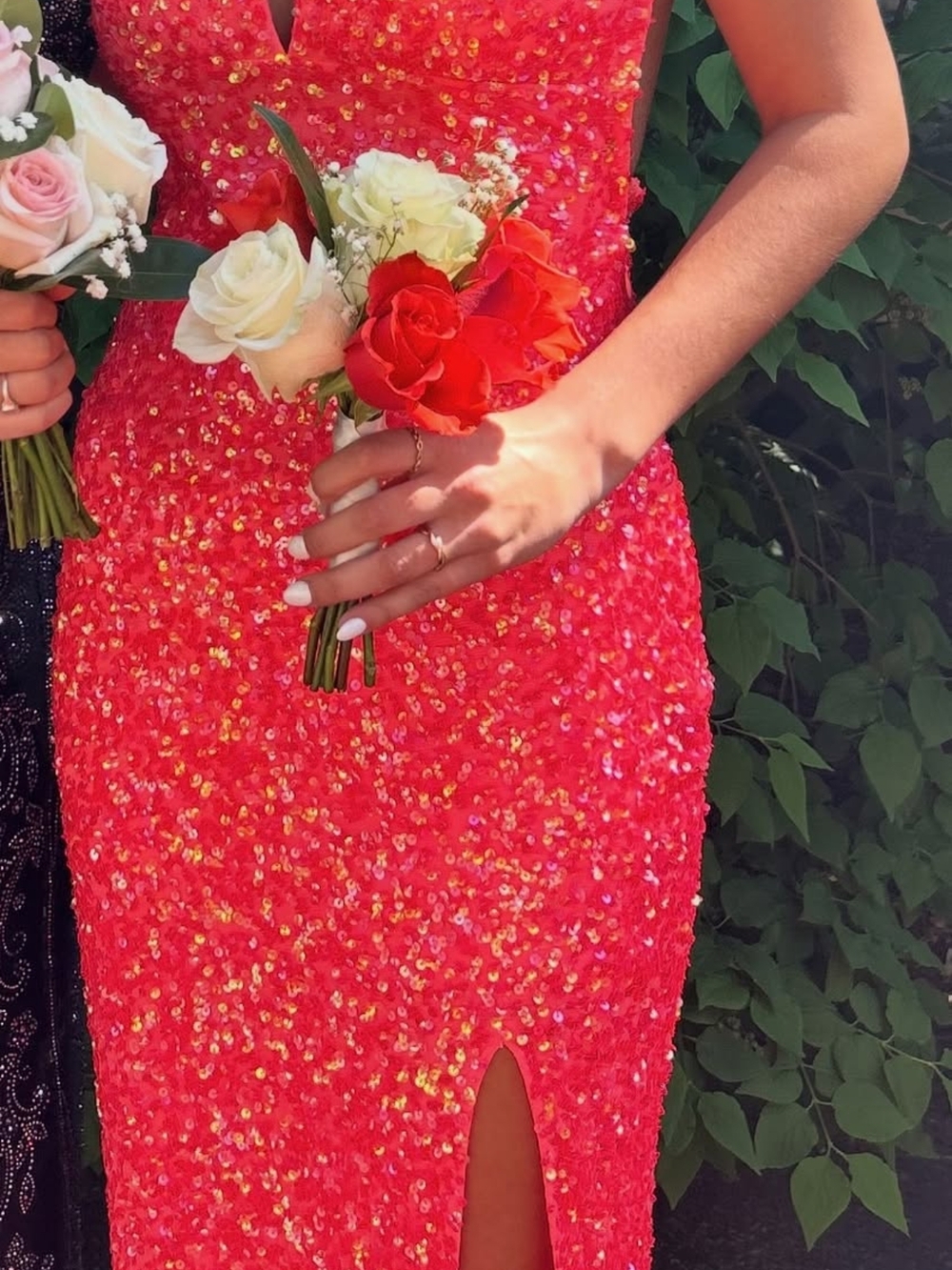 Sequin Fitted Red Evening Dress - Brand
